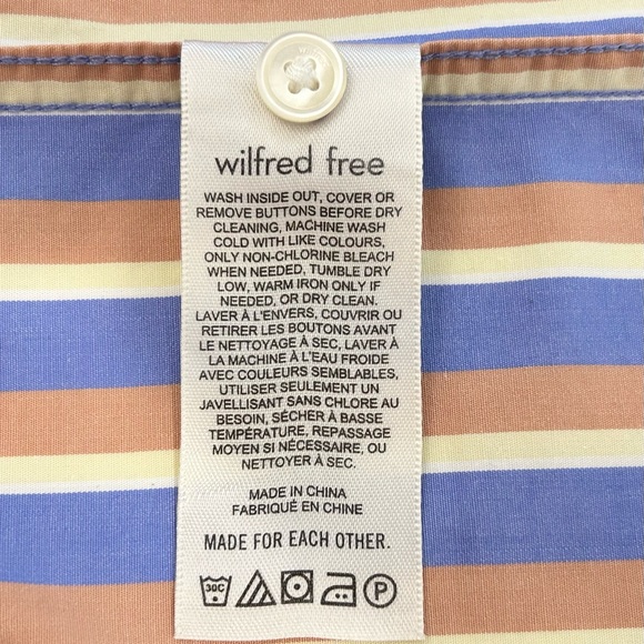 Wilfred Free Relaxed Shirt Organic Cotton Button Up Striped size Small - Picture 6 of 7